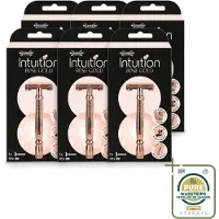 Wilkinson 6 x Sword Intuition Safety Razor Rose Gold mit 10 Ersatzklingen - Vorratspackung - 6 Stücke