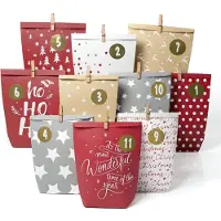 Sonstiges Adventskalender zum Befüllen, 24 Tüten mit Zahlenaufklebern, Rot