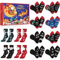 Sonstiges 12 Paar Weihnachtssocken Adventskalender 2026 Damen Herren Baumwolle Fun Muster EU 36-43