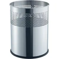 Helit Papierkorb the dot H2515799, rund, Metall, silber, 15 l, Ø 25,7 x H 32,1 cm, mattes Lochdekor
