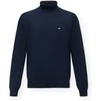 FYNCH-HATTON Rollkragenpullover , Herren, Gr. M, blau (navy), Strick, Obermaterial: 100% Baumwolle, bestickt, regular fit hüftbedeckend, Rundhals, Pullover Rollkragenpullover, mit Logostickerei