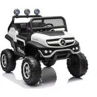 BOGI Mercedes UNIMOG S 4x45W Kinderauto Kinderelektroauto Kinderfahrzeug 12V Elektroauto Weiß