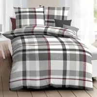 Kaeppel Biber Bettwäsche Madras Karo rubin 135x200 cm + 80x80 cm - rot;grau