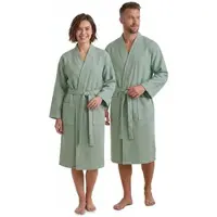 NYVI Bademantel NYVISpa Waffelpique Baumwolle Unisex für Damen & Herren S Mintgrün