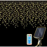 Jayseuw 2x 10M 396LEDs Solar Lichterkette LED Lichterkette LED Lichtervorhang Weihnachtsbeleuchtung Warmweiß