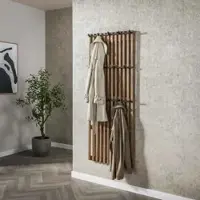 Feeling4Home Garderobe Mangoholz massiv, modern mit 14 Haken, Latten-Design, Braun, nachhaltig gefertigt