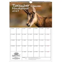 Seelenzauber GmbH Tierzauber Gämsen Planer DIN A3 Kalender für 2027 Berge Alpen - Geschenkset Inhalt: 1x Kalender 1x Weihnachtsanhänger 1x Grußanhänger (gesamt 3 Teile)