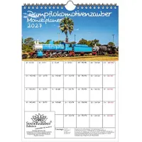 Seelenzauber GmbH Dampflokomotivenzauber Planer DIN A4 Kalender für 2027 Eisenbahn - Geschenkset Inhalt: 1x Kalender 1x Weihnachtsanhänger 1x Grußanhänger (gesamt 3 Teile)