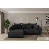 ALTDECOR Ecksofa mit Schlaffunktion und Bettkasten - TOKO-L - 277x194x86 - Schwarz - Corner Sofa Eckcouch Couch L-Form, links/rechts angeordnet, Schlafcouch Ausziehbar Wohnlandschaft
