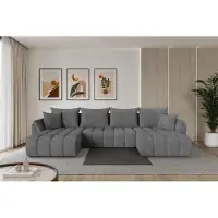 ALTDECOR Ecksofa - TOKO-U-v1 - 378x194x86 - Dunkelgrau - Corner Sofa Eckcouch Couch U-Form, Schlafcouch Ausziehbar Wohnlandschaft