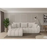 ALTDECOR Ecksofa mit Schlaffunktion und Bettkasten - TOKO-L-v1 - 277x194x86 - Creme - Corner Sofa Eckcouch Couch L-Form, links/rechts angeordnet, Schlafcouch Ausziehbar Wohnlandschaft