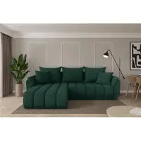 ALTDECOR Ecksofa mit Schlaffunktion und Bettkasten - TOKO-L-v1 - 277x194x86 - Grün - Corner Sofa Eckcouch Couch L-Form, links/rechts angeordnet, Schlafcouch Ausziehbar Wohnlandschaft