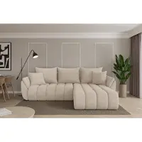 ALTDECOR Ecksofa mit Schlaffunktion und Bettkasten - TOKO-L-v1 - 277x194x86 - Beige - Corner Sofa Eckcouch Couch L-Form, links/rechts angeordnet, Schlafcouch Ausziehbar Wohnlandschaft