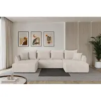 ALTDECOR Ecksofa - TOKO-U - 378x194x86 - Creme - Corner Sofa Eckcouch Couch U-Form, Schlafcouch Ausziehbar Wohnlandschaft