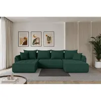 ALTDECOR Ecksofa - TOKO-U - 378x194x86 - Grün - Corner Sofa Eckcouch Couch U-Form, Schlafcouch Ausziehbar Wohnlandschaft