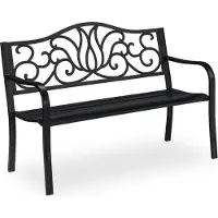 Relaxdays Gartenbank Antik für 2 Personen, Balkon, Terrasse, Metallbank HBT 90x127,5x63 cm, Stahl, Guss, schwarz