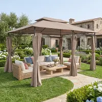 4IQ Gartenpavillon 3x4m Pergole aus Metallkonstruktion Farbe beige #4365