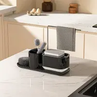 OEM 5-in-1 Schwammhalter - Multifunktionaler Küchenspüle Organizer - Waschbecken Caddy für Reinigungsmittel und Schwämme