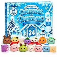 Axvcuxio Squishy Adventskalender,Dumpling Weihnachtskalender für 24 Tage,Kinder Spielzeug Countdown-Kalender TPR mit Fidget Spielzeug,Sammelfiguren