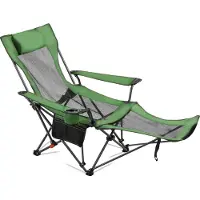 StarTech.com Campingstuhl - Faltbarer Liegestuhl/Strandstuhl - 4-fach Verstellbar - Mit Kopfstütze & Fußstütze - Mit Getränkehalter - Tragkraft 100 kg - Atmungsaktives Netzgewebe - Grün