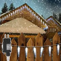 Fiqops Faziango LED Eiszapfen Lichterkette 8 Lichtmodi 40 LED 5M Kaltweiß Weihnachten Deko