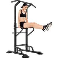 OEM Kraftstation für Heimgym - Pull-up und Dip-Station - für Core- und Körperkräftigung - schwarz - inklusive en Trainingsplans