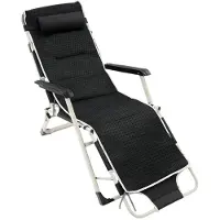 StarTech.com Klappbarer Liegesessel - Chaiselongue - 3 Neigungspositionen - Abnehmbares Kissen - Gepolstert - Stabiles Metallgestell - Hohe Tragfähigkeit - Schwarz