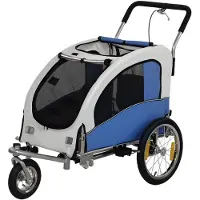 PawHut 2-in-1 Hundeanhänger für Fahrrad Hundebuggy für Hunde bis 20 kg