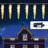 Peviasot 40 LED Lichtervorhang Eiszapfen Lichterkette 8 Lichtmodi für Innen Weihnachten Fenster Deko, Warmweiß