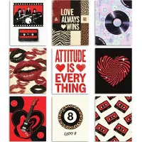OEM Wanddekoration Set - 9-teilig Retro Rock und Roll Musikposter - für Wohnzimmer Schlafzimmer Büro und Café - 20x25 cm 8x10 Zoll