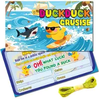 Markenlos Kreuzfahrt Enten Tags - 50 Stück Papierkarten mit Loch und 10 Meter Juteschnur - Zum Verstecken von Gummi-Enten auf Kreuzfahrtschiffen