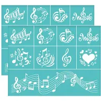 Markenlos Selbstklebende Siebdruckschablone mit Musiknotenmuster - 2 Stück - 22x28 cm