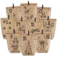 OEM Adventskalender zum Befüllen – 24 Papiertüten aus Kraftpapier – Zum Selbstbefüllen für Kinder und Erwachsene