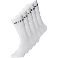 Jack & Jones Tennissocken "JACBASIC LOGO TENNIS SOCK 5 PAC PLS NOOS", Herren, Gr. 43 (46), weiß (weiß pack:weiß, weiß, weiß, weiß), Baumwollmischung, , unifarben, normal, Socken Tennissocken
