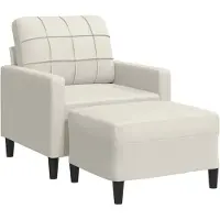 vidaXL Sessel mit Hocker Creme 60 cm Samt