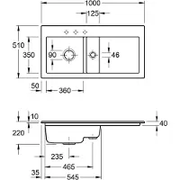 Villeroy & Boch 677001SM EB-SP Subway 60 1000x510mm Ablgarn.
