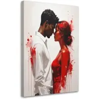 Feeby WANDBILD, Verliebtes Paar weiß und rot küssen