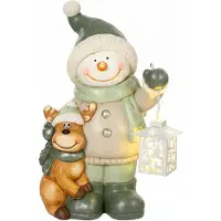 HOMCOM Weihnachtsdeko Figur Schneemann 43 cm, Weihnachtsfigur aus MGO für Innen