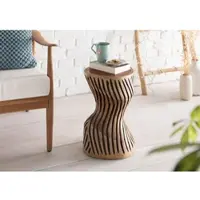 MASSIVMOEBEL24.DE UNIKA Hocker #101 29x29x45 Teak Wurzel natur lackiert