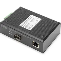 Digitus Industrieller PoE Gigabit Medien Konverter 10/100/1000Base-TX zu 1000Base-X PSE Reichweite bis zu...