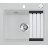 SYSTEMCERAM KeraDomo Spüle KARA 57 in ALU mit Excenterbetätigung / ab Schrankbreite 60 cm / Einbauspüle
