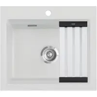 SYSTEMCERAM KeraDomo Spüle KARA 57 in SATIN mit Handbetätigung / ab Schrankbreite 60 cm / Einbauspüle
