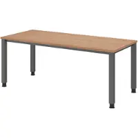 Froschkönig24 Schreibtisch Q-Serie | 4-Fuß-Gestell | höheneinstellbar | extrem stabil, Größe Tischplatte:180 x 80 cm, Farbe Tischplatte:Nussbaum, Farbe Gestell:Graphit