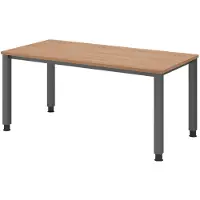 Froschkönig24 Schreibtisch Q-Serie | 4-Fuß-Gestell | höheneinstellbar | extrem stabil, Größe Tischplatte:160 x 80 cm, Farbe Tischplatte:Nussbaum, Farbe Gestell:Graphit