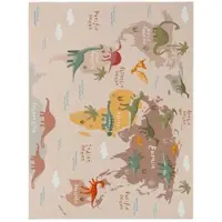 TT Home Kinderzimmerteppich Teppich Junge Mädchen Kinderteppich Rutschfest Dinos Erde