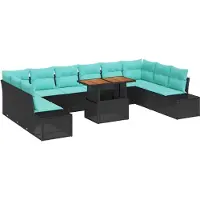 vidaXL Garten-Sofa-Set 11 stk. Schwarz Poly Rattan