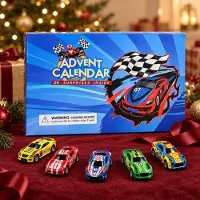 Ciskotu Auto Adventskalender als Geschenk für kleine Autofans, 24 Rückzieh-Rennwagen, Weihnachtskalender mit zufälliger Fahrzeugauswahl