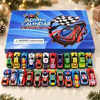 Ciskotu Auto Adventskalender mit 24 Mini-Rennwagen, Rückziehautos zum Sammeln und Sortieren, zufällige Farben und Fahrzeugformen