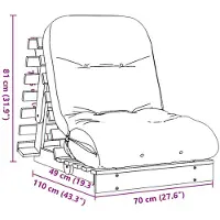 vidaXL Futon Schlafsofa mit Matratze Weiß 70x206x11 Massivholz Kiefer