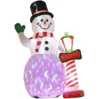 HOMCOM Aufblasbar Weihnachtsdeko Polyester 164L x 103B x 240H cm Weiß